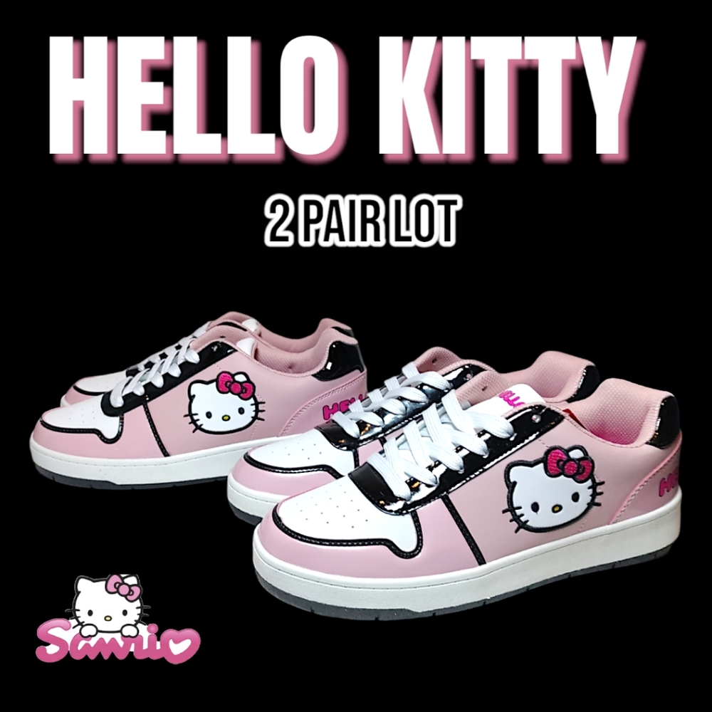 2 pair | HELLO KITTY LOW TOP LACE UP MEMORY FOAM SNEAKERS Size 10